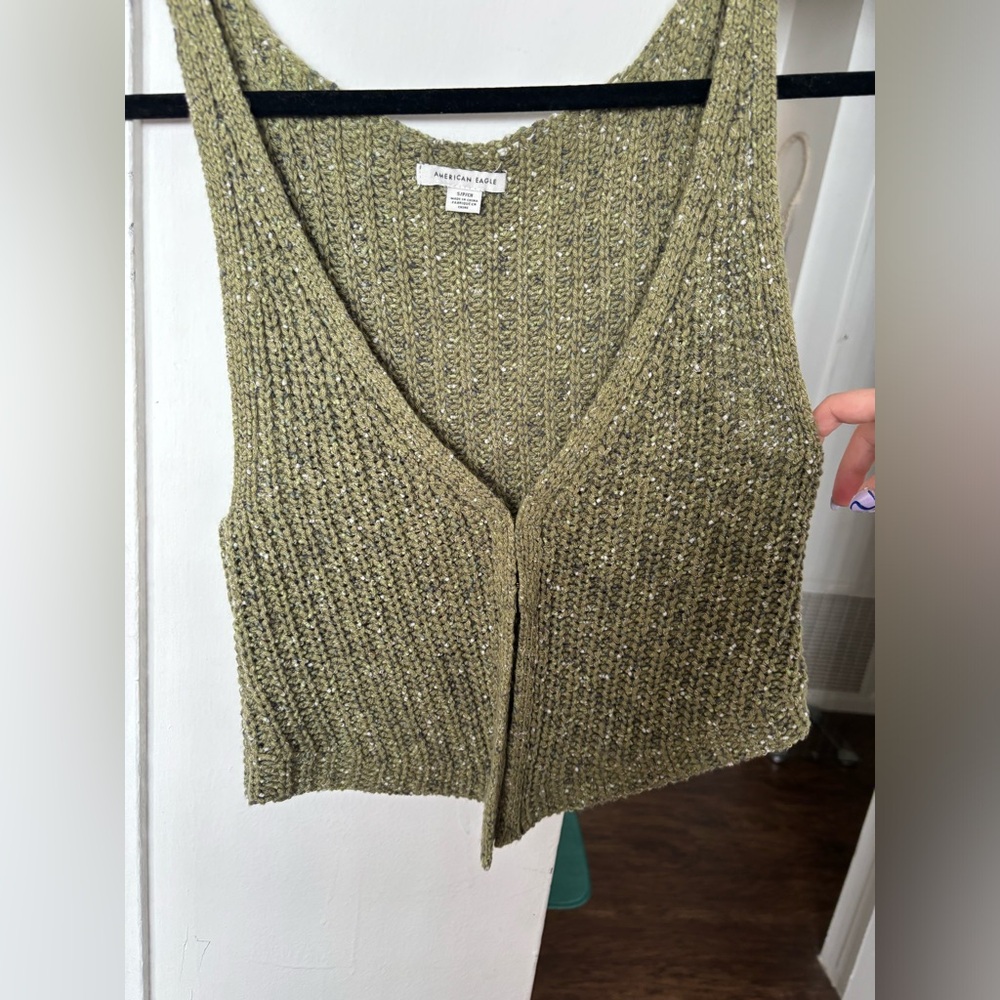 American Eagle Knit Forest Green Vest Size S